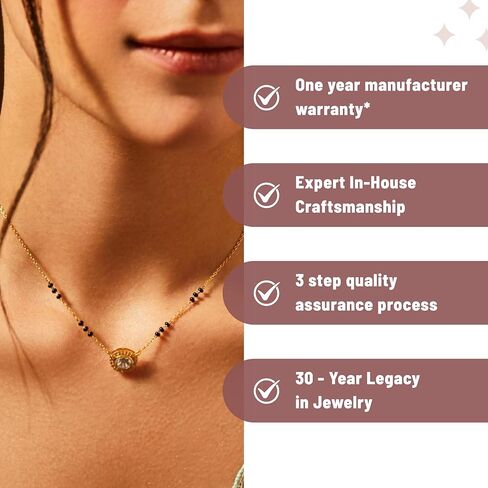 Tarinika Sterling Silver Forever Mangalsutra Chain Necklace with Charm Design(Gold-Plated) - Silver Chain Necklace for Women | Perfect for Casual occasions | Indian jewelry sets for women | 1 Year in Kuwait
