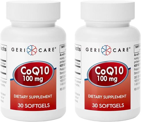 GeriCare CoQ10 100mg Softgels - High Absorption Co Q 10 Supplement - Easy to Swallow Q10 Coenzyme for Men, Women, and Elderly - 1 Month Supply, 30 Count - Travel Friendly in Saudi Arabia