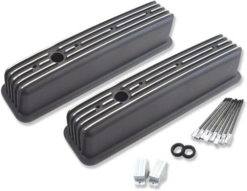 Tall Finned Center Bolt Valve Covers for Chevy SBC 283 305 327 350 400 5.0L & 5.7L 1987-1997 Polished Aluminum in Saudi Arabia