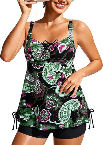 Septangle المرأة زائد حجم مايوه بيزلي طباعة قطعتين ملابس السباحة Tankini ملابس السباحة in Kuwait