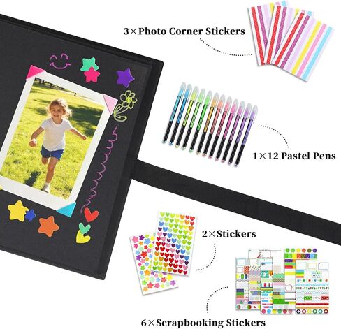 Vienrose سجل القصاصات ألبوم الصور DIY مجموعة خردة كتاب ألبوم غلاف صور كتاب 11 × 8 بوصة 80 صفحة سوداء لحفل زفاف عيد الميلاد عيد الميلاد هدية عيد الأم in Kuwait