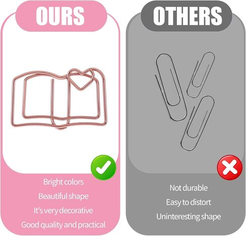 40 Pcs Book Shape Paper Clips, Fun Paper Clips Cute Small Book Clip Funny Metal Bookmarks Planner Bookmark Note Clip for School Office Supplies Wedding Party Decoration Gift, Rose Gold and Gold in Saudi Arabia