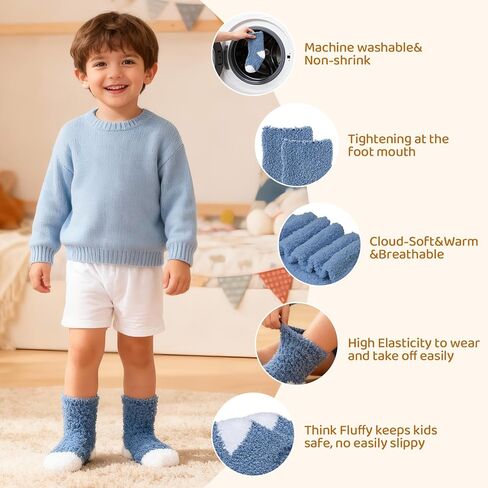 American Trends Kids Fuzzy Socks Toddler Girls Warm Socks Winter Cozy Fluffy Socks Christmas Slipper Socks in Kuwait