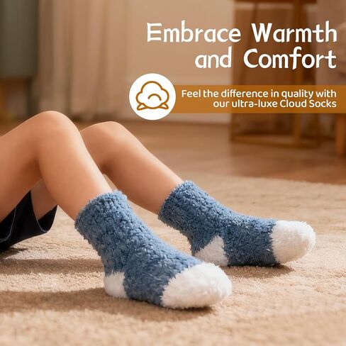 American Trends Kids Fuzzy Socks Toddler Girls Warm Socks Winter Cozy Fluffy Socks Christmas Slipper Socks in Kuwait