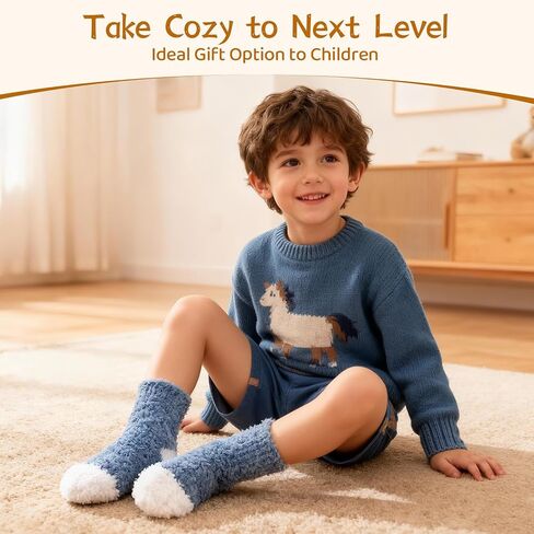 American Trends Kids Fuzzy Socks Toddler Girls Warm Socks Winter Cozy Fluffy Socks Christmas Slipper Socks in Kuwait