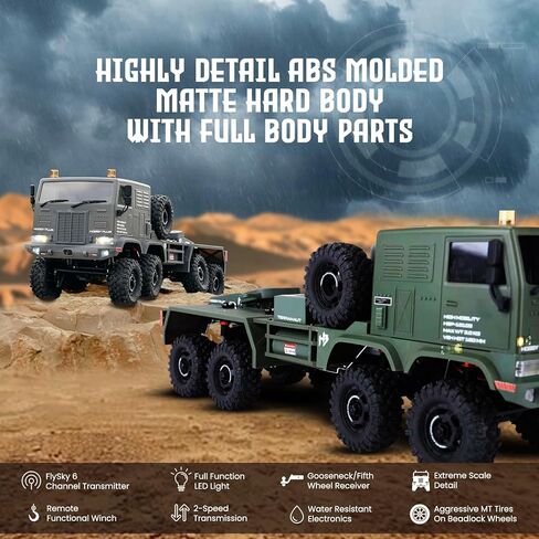 Helidirect HobbyPlus 1/18 RC Crawler CR18P Terranaut 8x8 RC Truck Remote Control Car w Full-Lock 8WD RTR Active All-Wheel Steering, 2-Speed Transmission, Recovery Winch, LED Lights (Gray) in Saudi Arabia