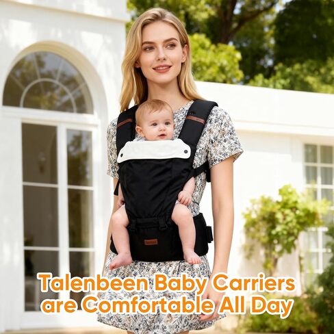 Baby Carrier, 6-in-1 Baby Carrier Newborn to Toddler, Baby Carrier with Hip Seat Lumbar Support 7-41 lbs, Baby Soft Carrier for All Seasons & Positions, Adjustable Size for Shopping Hiking Travelling in Kuwait