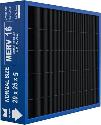 20x25x5 Merv 16 Air Filter Compatible with Lennox X6675 and Lennox HCC20-28 Furnace HVAC System, Activated carbon deep filtration, Part Number HCF20-16, (actual size:19.8" x 24.8" x 4.3") in Kuwait