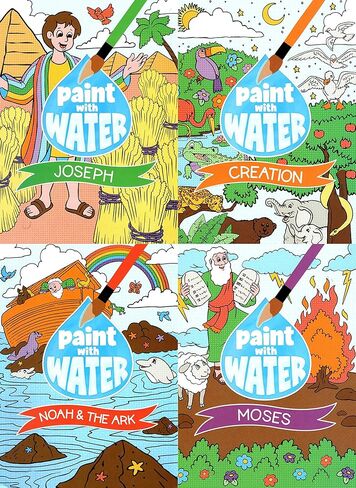 A Paint with Water - Book from the Bible Moses, Noah&The Ark, Creation, Joseph - Just Add Water - Coloring Books (Set of 4 Books) in Saudi Arabia