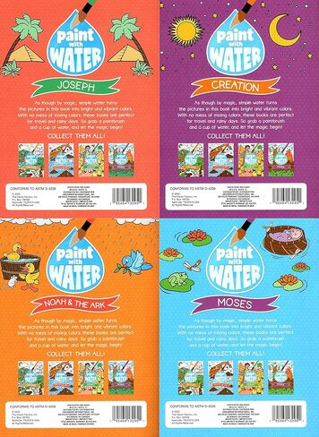 A Paint with Water - Book from the Bible Moses, Noah&The Ark, Creation, Joseph - Just Add Water - Coloring Books (Set of 4 Books) in Saudi Arabia