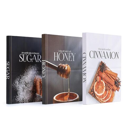 Decorative Book for Home Decor – Sugar, Honey & Cinnamon Decorative Book Set – Neutral Faux Hardcover Books for Kitchen, Coffee Table, Living Room, Shelf Styling – Blank Interior – Set of 3 in Saudi Arabia