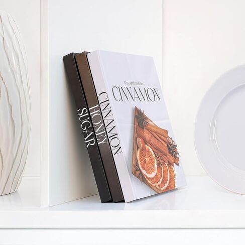 Decorative Book for Home Decor – Sugar, Honey & Cinnamon Decorative Book Set – Neutral Faux Hardcover Books for Kitchen, Coffee Table, Living Room, Shelf Styling – Blank Interior – Set of 3 in Saudi Arabia
