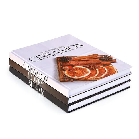 Decorative Book for Home Decor – Sugar, Honey & Cinnamon Decorative Book Set – Neutral Faux Hardcover Books for Kitchen, Coffee Table, Living Room, Shelf Styling – Blank Interior – Set of 3 in Saudi Arabia