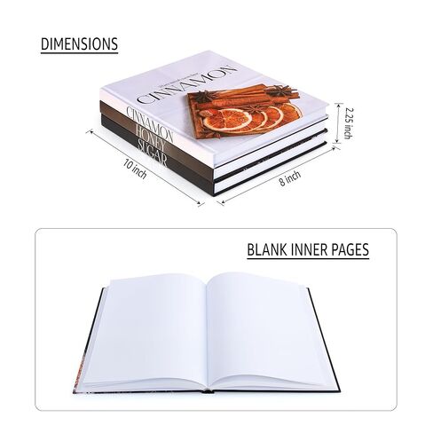 Decorative Book for Home Decor – Sugar, Honey & Cinnamon Decorative Book Set – Neutral Faux Hardcover Books for Kitchen, Coffee Table, Living Room, Shelf Styling – Blank Interior – Set of 3 in Saudi Arabia