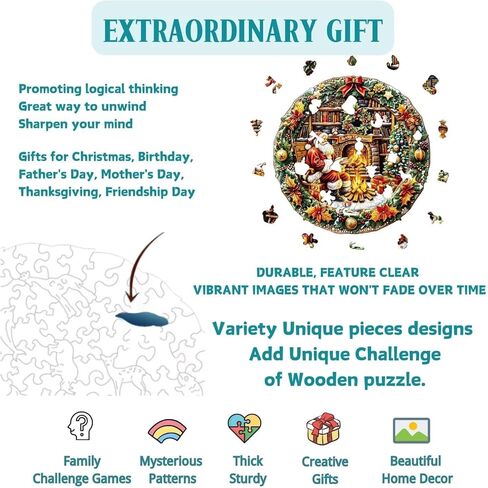 Wooden Christmas Steam Train with Unique Shaped Pieces Puzzles for Adults, 100 Pieces Wood Puzzle Holiday Decor, Christmas Stocking Stuffers for Women Men Gifts 8.5 * 6.9in in Saudi Arabia