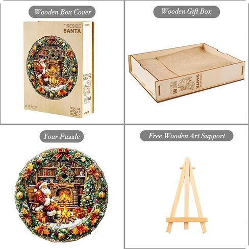 Wooden Christmas Steam Train with Unique Shaped Pieces Puzzles for Adults, 100 Pieces Wood Puzzle Holiday Decor, Christmas Stocking Stuffers for Women Men Gifts 8.5 * 6.9in in Saudi Arabia