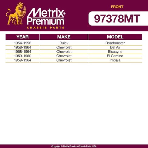Metrix Premium Chassis Parts - 4 PC Front Sway Bar Stabilizer End Link & Stabilizer Bar Bushing Kit GDX Fits 54-56 Buick Roadmaster, 58-64 Chevrolet Bel Air, 59-64 Impala, K5254, K5227, Made in Europe in Saudi Arabia