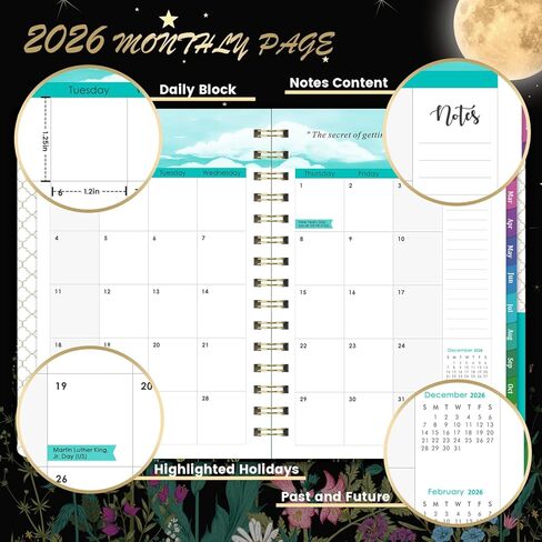 Planner 2024-2025 - Academic Planner 2024-2025, July 2024 - June 2025, 6.4" x 8.5", Weekly and Monthly Planner, Hardcover, Pocket - Dreaming Moonlight in Saudi Arabia