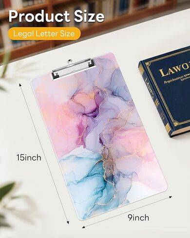 حافظة بالحجم القانوني 8.5 × 14 بوصة، مقاس 9 × 15 بوصة، لوحة مشبك لطيفة للمحامين والممرضات، مع مشبك منخفض المستوى، قوي ومحمول للرسوم البيانية والعقود ورخام الحلم الوردي in Kuwait