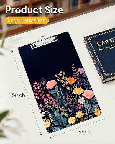 حافظة بالحجم القانوني 8.5 × 14 بوصة، مقاس 9 × 15 بوصة، لوحة مشبك لطيفة للمحامين والممرضات، مع مشبك منخفض المستوى، قوي ومحمول للرسوم البيانية والعقود ورخام الحلم الوردي in Kuwait