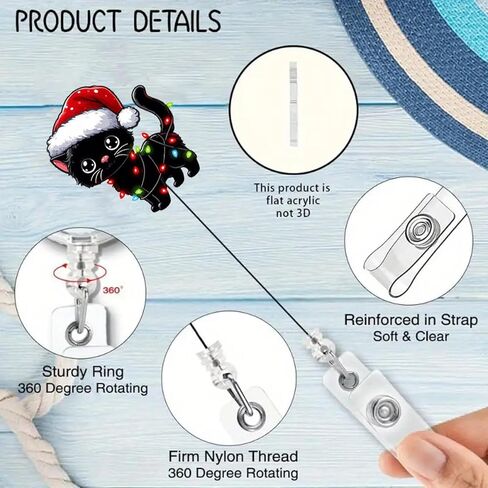 Christmas Funny Goose Badge Reel Nurse Nursing Badge Clip Cuff’ Em Colored Lights Xmas Retractable Clip Christmas Badge Holder for RN CNA LPN Medical Worker |with 24" Durable Nylon in Saudi Arabia