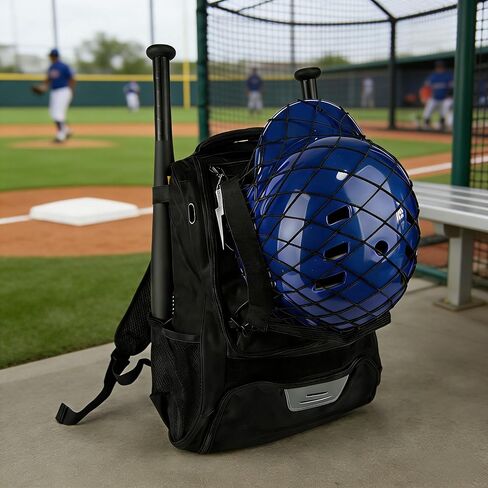Helmet Holder for Backpack, Backpack Helmet Attachment - External Carrier for Sports Gear, Baseball, Fits Ski, Cycling & Equestrian Helmets. Includes 4 Carabiners, Reflective Pendant & Storage Bag. in Saudi Arabia