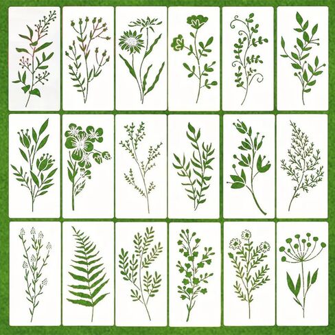 Reusable 18pcs DIY Floral Painting Stencils - Plastic Templates for Wood, Fabric, Paper Craft Supplies - Spray Painting and Doodling in Saudi Arabia