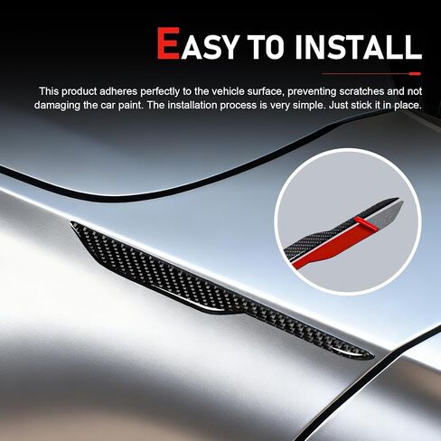 2 PCS Car Fender Side Stickers, Carbon Fiber Body Fender Side Decorative Decals, Self-Adhesive Removable Car Mudguard Stickers, Universal for Most Cars (Silver) in Kuwait