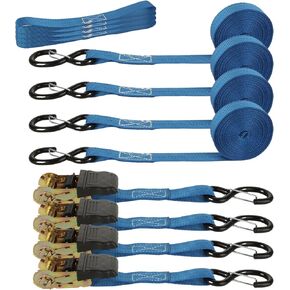 4Pack Heavy Duty Ratchet Straps, 2Inch 20Ft Tie Down Straps with Double J Hook, 4400 LBS Break Strength Cargo Ratchet Straps for Moving and Securing Cargo Lawn Equipment and Motorcycles in Kuwait