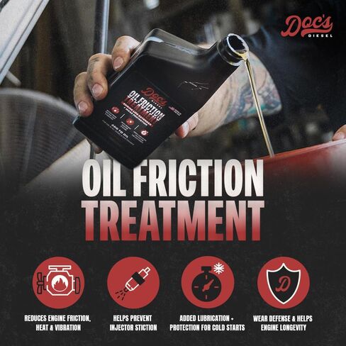 Doc's Diesel Oil Friction Treatment – Engine Oil Additive for Gas & Diesel Engines | Reduces Wear, Noise & Vibration | Boosts Fuel Economy & Power | 1-Pack (16 oz) in Saudi Arabia