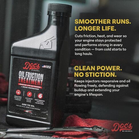 Doc's Diesel Oil Friction Treatment – Engine Oil Additive for Gas & Diesel Engines | Reduces Wear, Noise & Vibration | Boosts Fuel Economy & Power | 1-Pack (16 oz) in Saudi Arabia