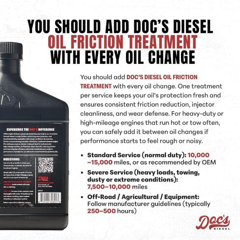 Doc's Diesel Oil Friction Treatment – Engine Oil Additive for Gas & Diesel Engines | Reduces Wear, Noise & Vibration | Boosts Fuel Economy & Power | 1-Pack (16 oz) in Saudi Arabia