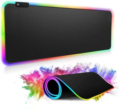 RGB Gaming XL Mouse Pad-14 Lights Modes-Large LED Mousepad- Extra-Large Size Soft Extra Extended Anti-Slip Rubber Base Computer Keyboard Mat 31.5X 11.8in in Saudi Arabia