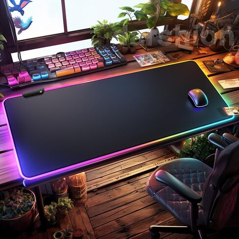 RGB Gaming XL Mouse Pad-14 Lights Modes-Large LED Mousepad- Extra-Large Size Soft Extra Extended Anti-Slip Rubber Base Computer Keyboard Mat 31.5X 11.8in in Saudi Arabia