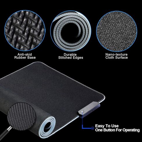RGB Gaming XL Mouse Pad-14 Lights Modes-Large LED Mousepad- Extra-Large Size Soft Extra Extended Anti-Slip Rubber Base Computer Keyboard Mat 31.5X 11.8in in Saudi Arabia