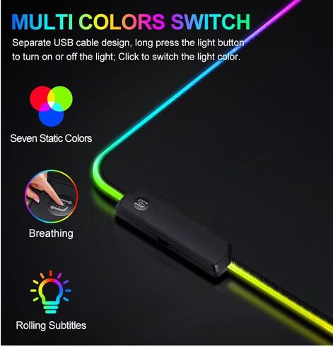 RGB Gaming XL Mouse Pad-14 Lights Modes-Large LED Mousepad- Extra-Large Size Soft Extra Extended Anti-Slip Rubber Base Computer Keyboard Mat 31.5X 11.8in in Saudi Arabia
