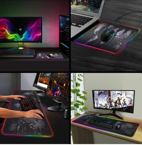 RGB Gaming XL Mouse Pad-14 Lights Modes-Large LED Mousepad- Extra-Large Size Soft Extra Extended Anti-Slip Rubber Base Computer Keyboard Mat 31.5X 11.8in in Saudi Arabia