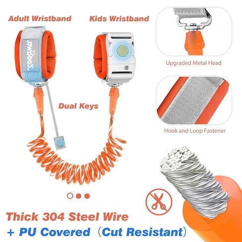 Zooawa Toddler Leash 2Pack, Toddler Kids Harness Anti Lost Wrist Link with Magnetic Lock, Reflective Safety Walking Harness Wristband Leashes for 2,3,4 Years Old Boys Girls, Black + Gold in Kuwait