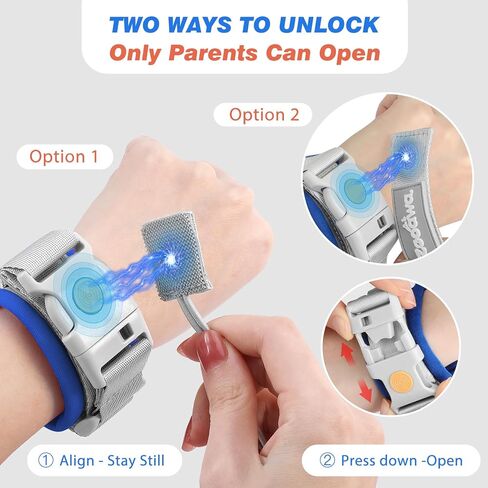 Zooawa Toddler Leash 2Pack, Toddler Kids Harness Anti Lost Wrist Link with Magnetic Lock, Reflective Safety Walking Harness Wristband Leashes for 2,3,4 Years Old Boys Girls, Black + Gold in Kuwait