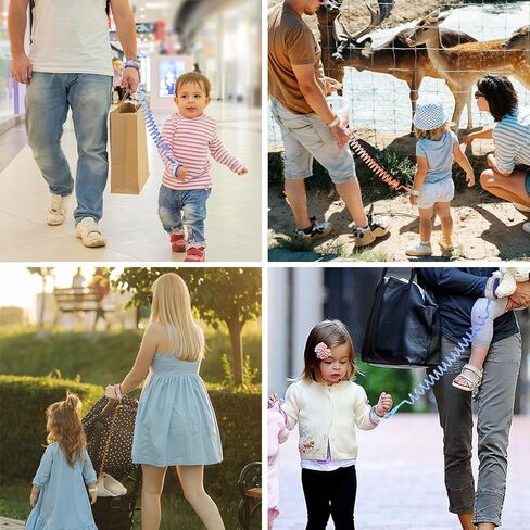 Zooawa Toddler Leash 2Pack, Toddler Kids Harness Anti Lost Wrist Link with Magnetic Lock, Reflective Safety Walking Harness Wristband Leashes for 2,3,4 Years Old Boys Girls, Black + Gold in Kuwait