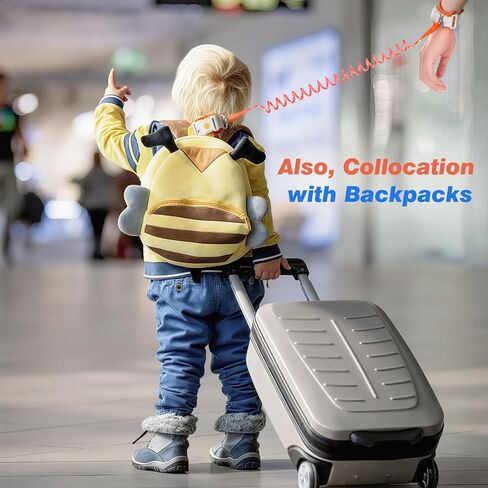 Zooawa Toddler Leash 2Pack, Toddler Kids Harness Anti Lost Wrist Link with Magnetic Lock, Reflective Safety Walking Harness Wristband Leashes for 2,3,4 Years Old Boys Girls, Black + Gold in Kuwait