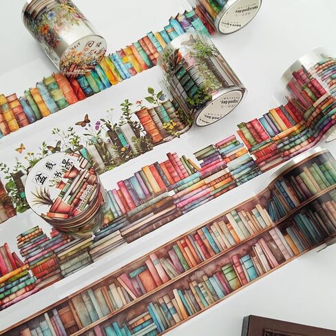 Magic PET Washi Tape Set,6 Rolls Vintage Reading Themed Scrapbook Tape Stickers for Journaling Supplies,Bullet Journaling,Planner,Notebook,Calendar,Photo Frame,DIY Craft(Magician Bookcase) in Saudi Arabia