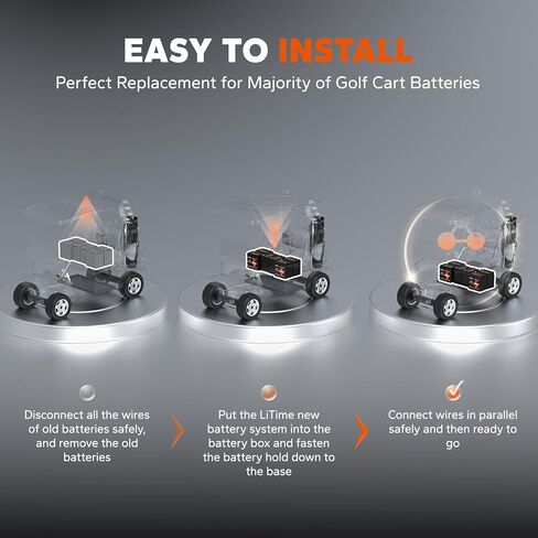 Litime 48V Lithium Golf Cart Battery Kit, Up to 5.12KW Output, CAN&RS485 Communication, Bluetooth 5.0, 4000+ Cycles, IP65 Waterproof, Perfect for Golf Carts,Home in Kuwait
