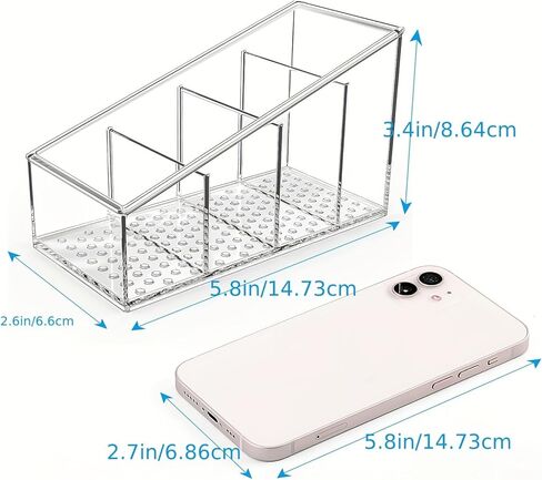 Remote Control Holder, TV Remote Holder Desk Organizer, Clear Plastic Desktop Organization Holder, 4 Compartments Makeup Brush Holders with Different Heights for Home, Pen Holder Office and School in Saudi Arabia