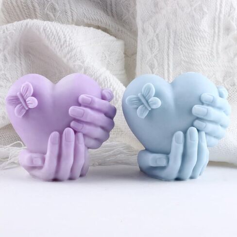Heart Candle Molds Hand Holding Heart Candle Silicone Molds Valentine's Day Resin Casting Mold for Candle Making Home Decorate Mold Aromatherapy Gypsum Candles Clay Craft in Saudi Arabia
