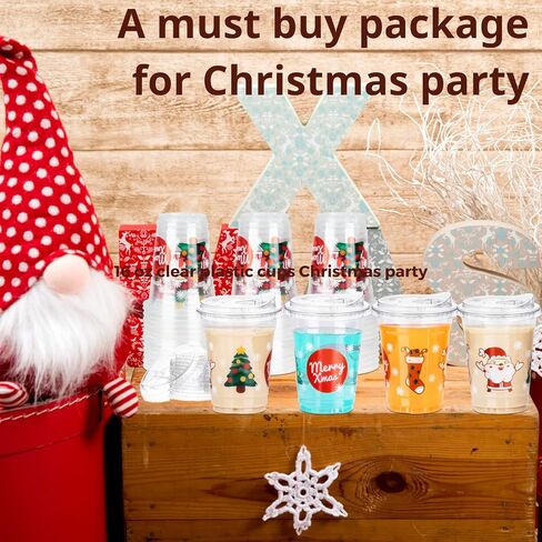 أكواب بلاستيكية شفافة سعة 16 أونصة مع أغطية قابلة للشرب، 25 مجموعة من أكواب القهوة المثلجة البلاستيكية للاستعمال مرة واحدة، أكواب مع أغطية للشرب من خلال الأغطية للعصائر والحليب المخفوق والمشروبات الباردة للحفلات وحفلات الزفاف والحدث in Kuwait