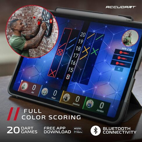 Accudart SDB 4.0 Electronic Soft Tip Smart Dartboard with Online Game Play - Stat Tracker - Custom Profile & Rankings - Regulation Sized 15.5" - Missed Shot Detection – Impact noise reduction system in Kuwait