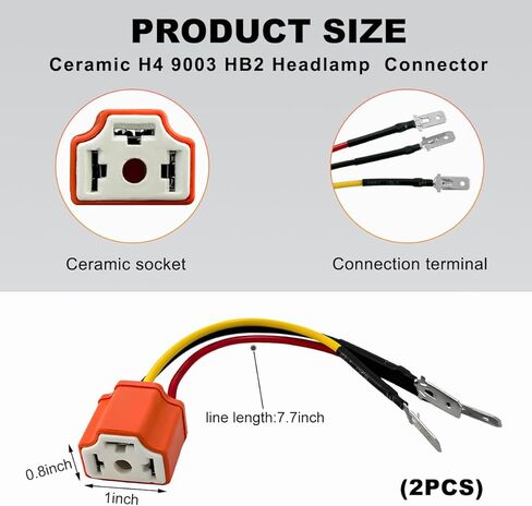 2 قطعة H4 9003 HB2 مقبس المصباح الأمامي، 16AWG السيراميك المصباح موصل الإناث المكونات، رئيس ضوء الضباب ضوء ضفيرة المقبس لسيارة شاحنة قارب، اكسسوارات السيارات (4 قطع) in Kuwait