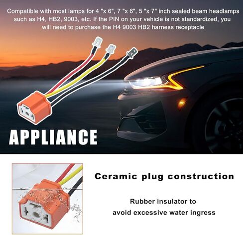 2 قطعة H4 9003 HB2 مقبس المصباح الأمامي، 16AWG السيراميك المصباح موصل الإناث المكونات، رئيس ضوء الضباب ضوء ضفيرة المقبس لسيارة شاحنة قارب، اكسسوارات السيارات (4 قطع) in Kuwait