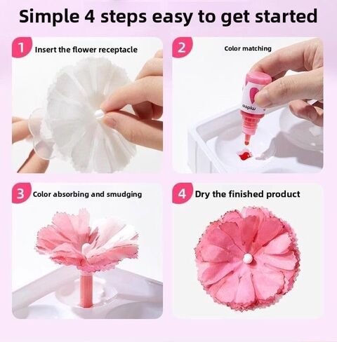 TEHZYORA Paper Flower Science & Craft Kit for Girls Ages 8–12 – DIY Color-Wicking Blooming Flowers with Primary Dyes, STEM Art Project, Bouquet Box Included (Green) in Saudi Arabia